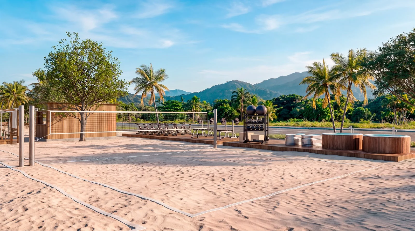 Quadra de areia para vôlei, beach tênis e futevôlei